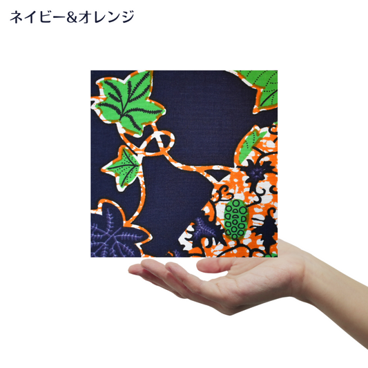 ファブリック、ウォールアートパネル_ネイビー&オレンジ
